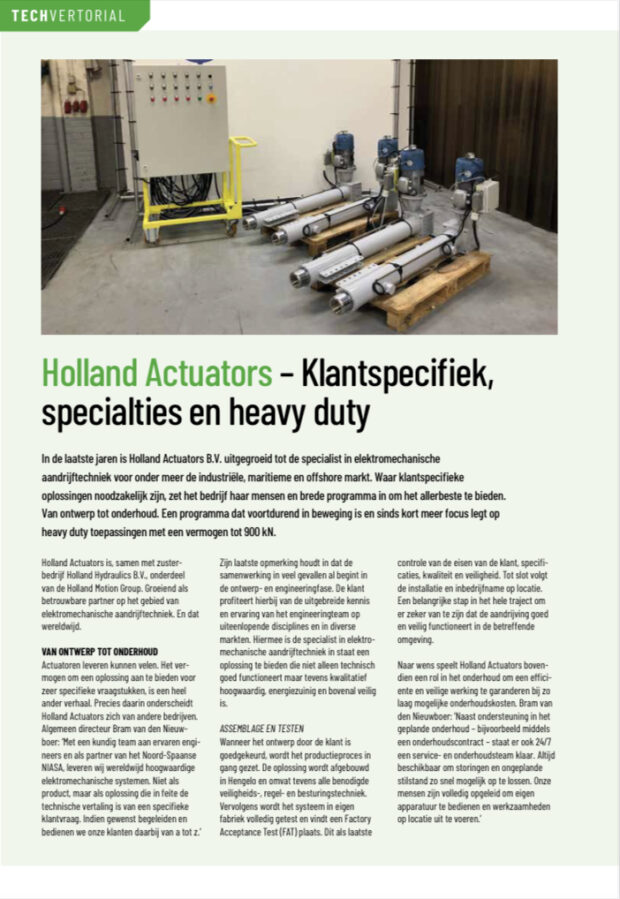 Holland Actuators; klanspecifiek, specialties en heavy duty
