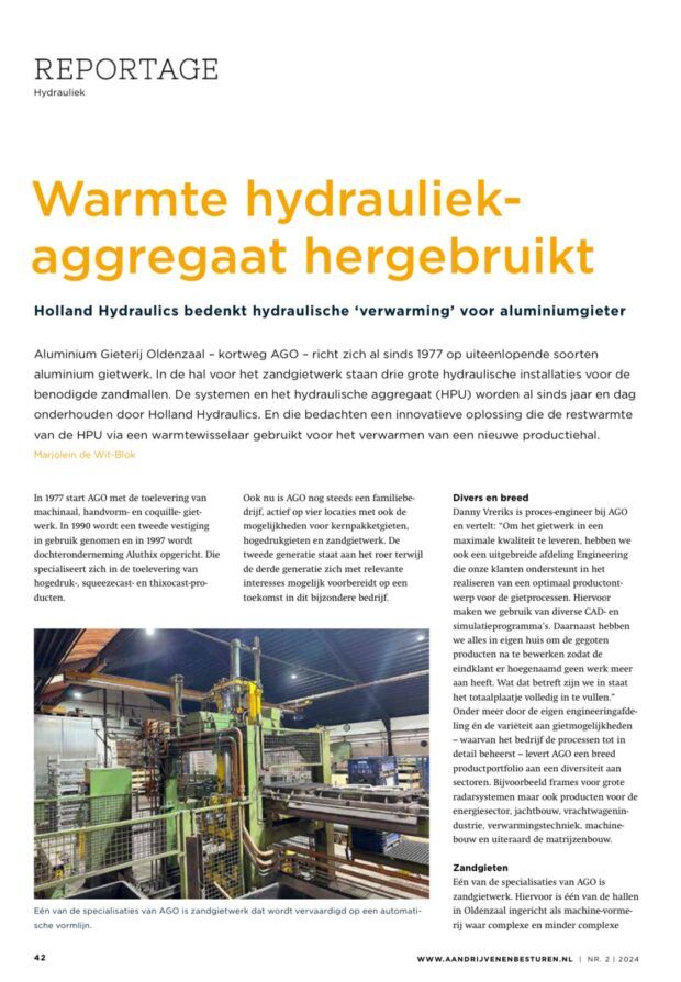 Reportage warmte hydrauliek aggregaat hergebruikt